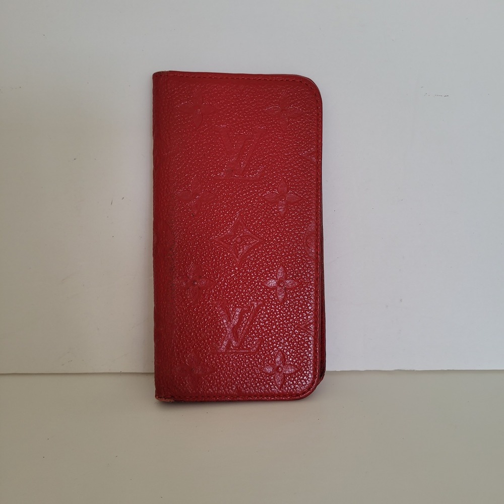 Louis Vuitton Monogram Empreinte iPhone X XS Folio Case Red Leather BC2149